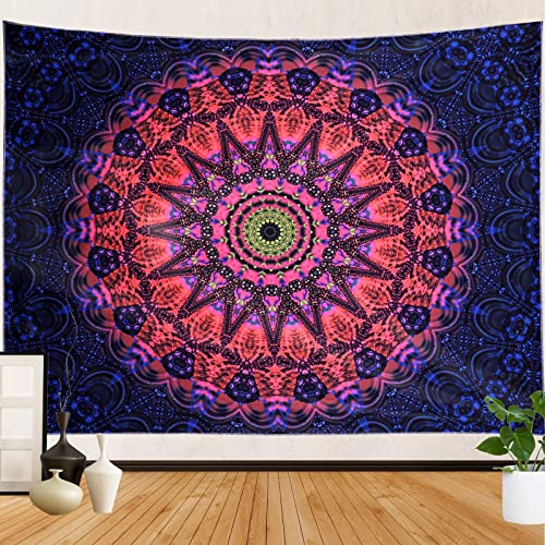 Blacklight Mandala Boho Tapestry Glow In The Dark