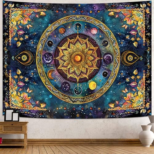 Mandala Solar System Tapestry Boho Tapestry for Bedroom Galaxy Tapestries Wall Hanging Living Room Wall Art and Home Decor 70x90