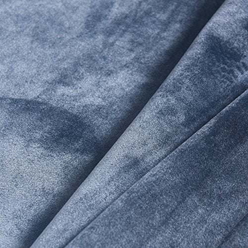 Super Soft Luxury Velvet Stone Blue Light Blocking Drapes Room Darkening Curtains Panel Grommet Drapery 52 by 108 inch Dusty Blue (2 Count)