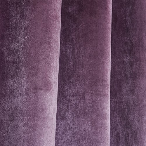 Super Soft Luxury Velvet Set of 2 Lavender Flannel Light Blocking Drapes Curtains Panel Drapes Grommet 52Wx96L inch Purplish Pink
