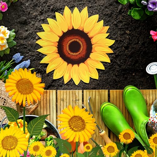 3 Pcs Sunflower Stepping Stones for Garden 12 Inch Decorative Stepping Stones Outdoor Heavy Duty Walkway Iron Pavers for Garden Decor Indoor Outdoor Patio Yard