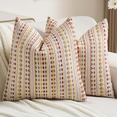 Pack of 2 Boho Throw Pillow Covers 20x20 Inch (2 Count)
