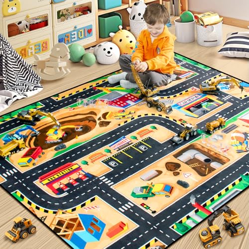 Kids Construction Site Play Rug (15 Sq Ft)