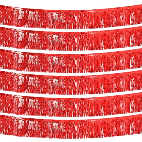 Red Foil Fringe Garland 10FT 6packs for Parade Float Decorations (60 Foot)