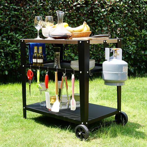 Stainless Steel Outdoor Grill Cart with Wheels