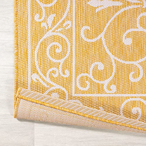 Vintage Filigree Indoor Outdoor Area Rug 3X5 Yellow