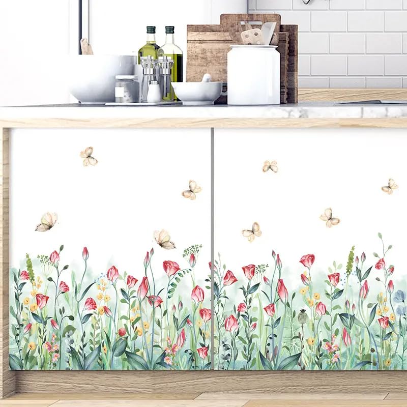 Set of 28x20 Inch Size Hello Spring Summer Window Cling Sticker Tulip (93 Count)