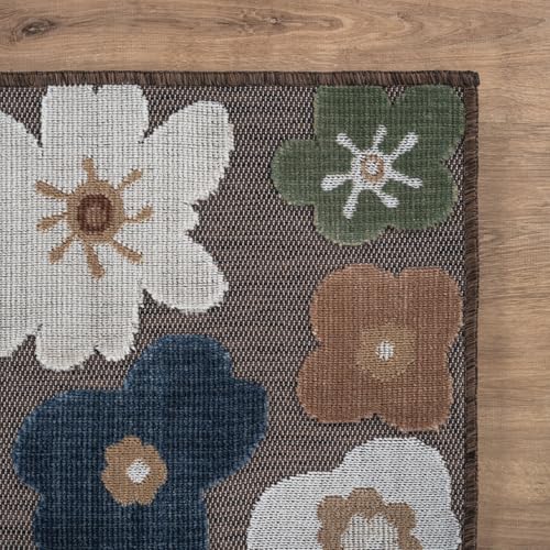 Outdoor Rug 8x10 Modern Floral Tropical Area Rugs for Outdoor and Indoor Patio Easy to Clean Non Shedding Living Room Porch Garden Washable Outside Carpet (80 Sq Ft)