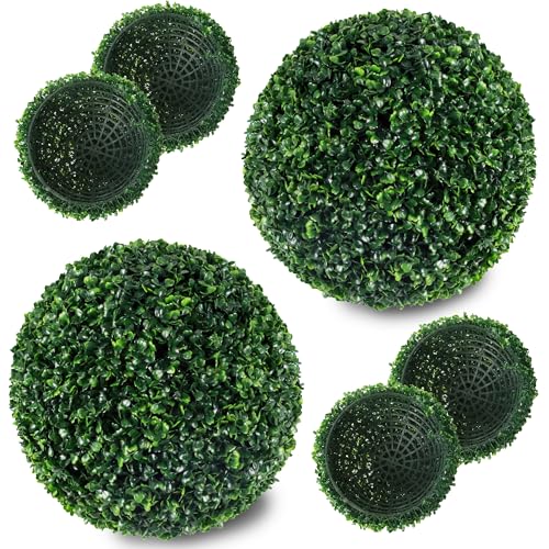 2 PCS 17.7 inch 2 Layers Artificial Plant Topiary Ball Faux Boxwood