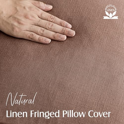 Decorative Linen Fringe Throw Pillow Covers 26×26 Inch (2 Count)