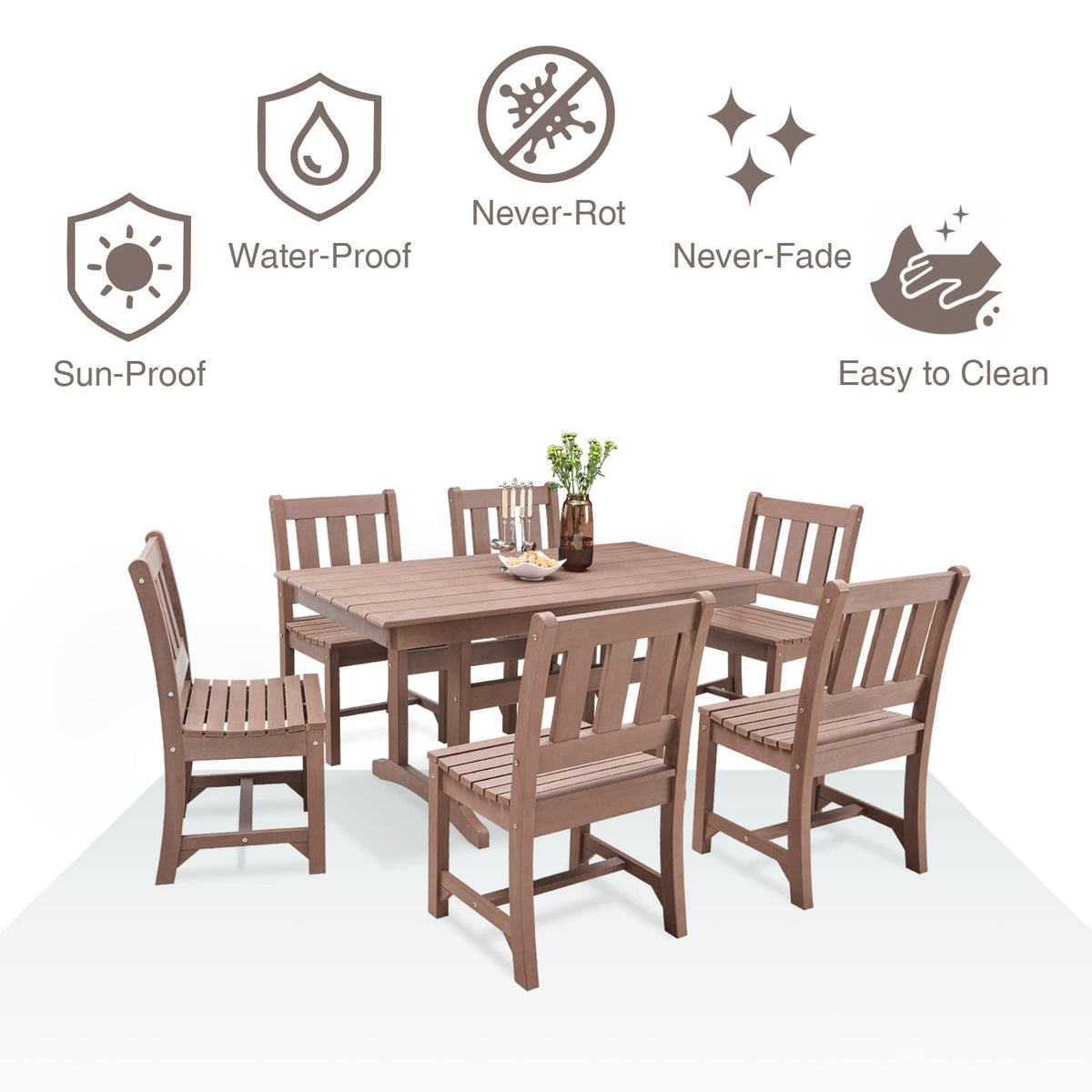 Poly Lumber Patio Dining Chair Outdoor Garden Armless Chair