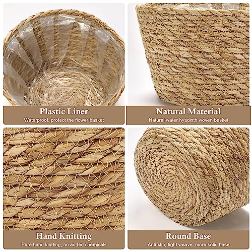 Woven Plant Basket Set of 3 with Plastic Liner (3 Count)