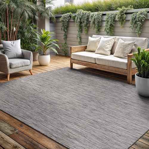 Washable Indoor Outdoor Rug 10x14 Weather Resistant Area Rugs Modern Solid for Porch Deck Balcony Backyard Patio Outside Carpet