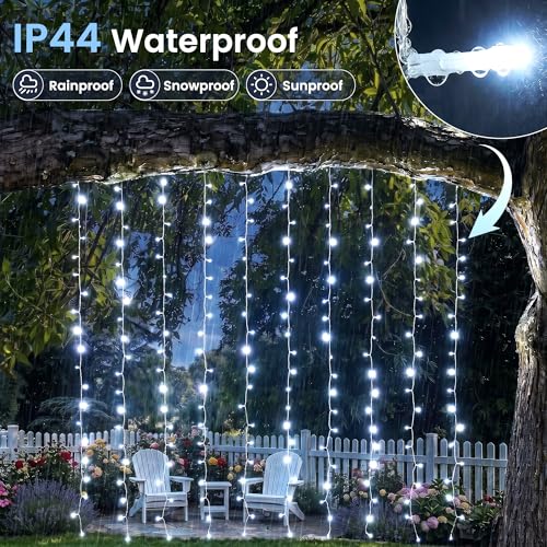 6.6FT x 6.6FT Cool White Curtain Lights Plug in