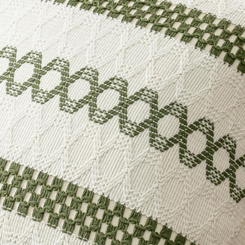 Set of 2 Moss Green Boho Decorative Lumbar Pillow Covers 12x20 Inch (2 Count)