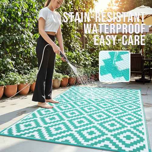 Outdoor Rug 10x14 ft Waterproof Reversible Mat (142.86 Sq Ft)