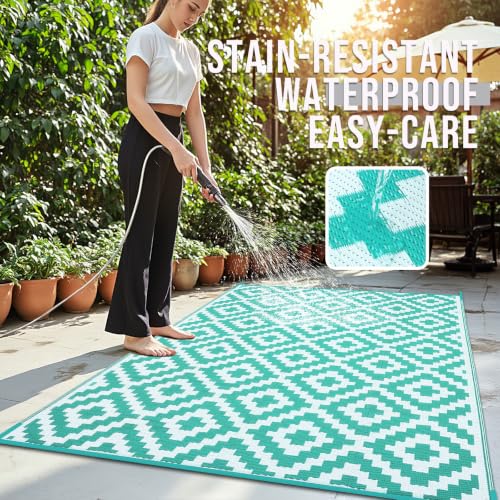Outdoor Rug 8x10 ft Waterproof Reversible Mat