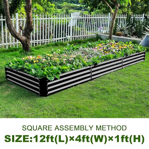 12×4×1ft Galvanized Raised Garden Bed Kit for Vegetables 2 Pack (2 Count)