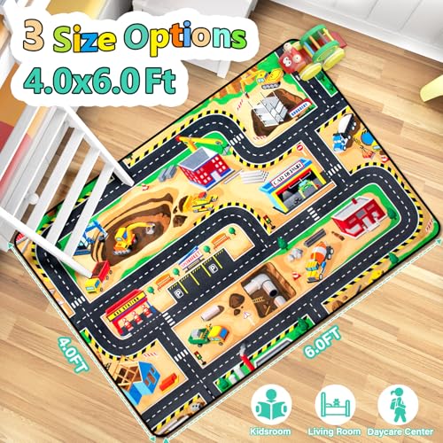 Kids Construction Site Play Rug (48 Sq Ft)