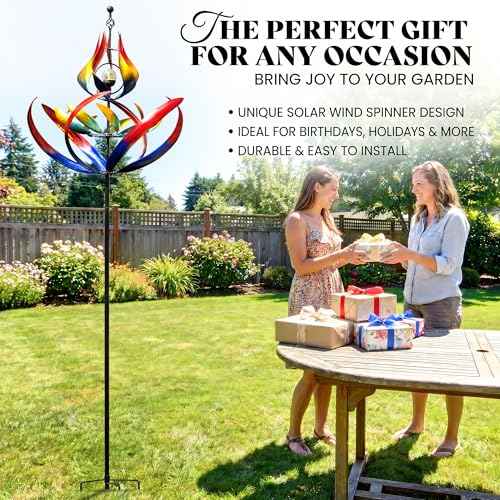 107" Large Solar Wind Spinner Outdoor Metal