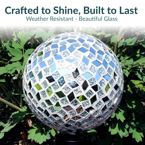 Sunnydaze 10" Mosaic Glass Gazing Ball for Garden (2 Count)