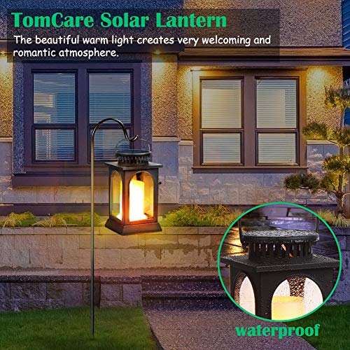 Flickering Flame Solar Lights Outdoor Metal Hanging Lantern (2 Count)