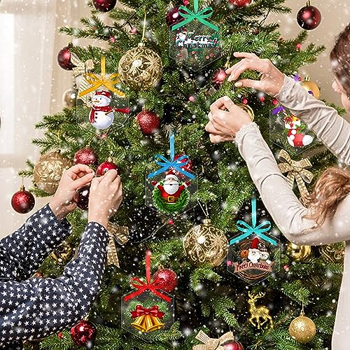 40 Pieces Christmas Hanging Ornaments with 50Pcs 25 Color Ribbons (40 Count)