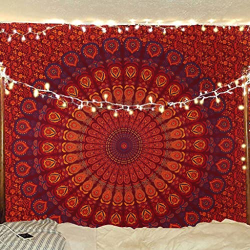 Handmade Indian hippie Bohemian Psychedelic Peacock Mandala Wall hanging College Dorm Beach Throws Table Cloth Bedding Tapestry