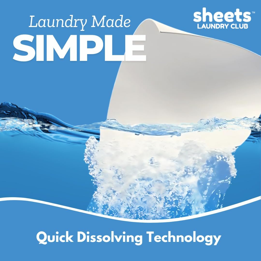 Sheets Laundry Club Laundry Detergent Sheets, 100 Loads - Fresh Linen Scent, Eco-Friendly, Quick-Dissolving Formula, Hypoallergenic, Septic Safe, Plastic-Free Packaging - 50 Sheets - HavenBliss Decor