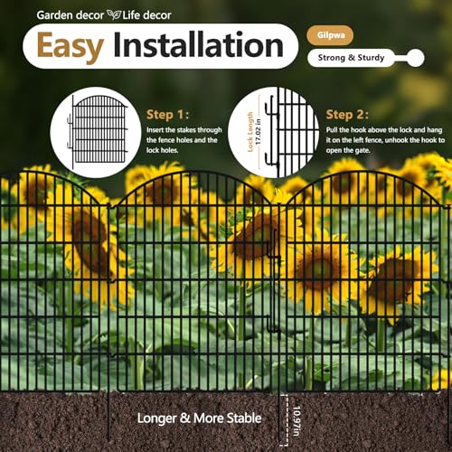 15 Panels Decorative Garden Fence with Lock