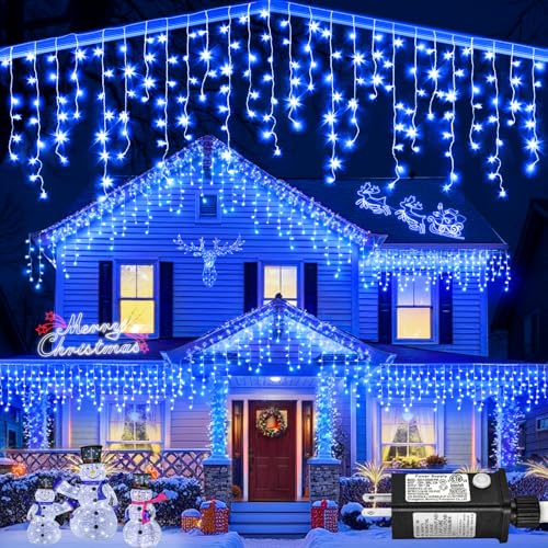 Blue Christmas Lights Outdoor 66ft 640LED Icicle Lights for Outside House