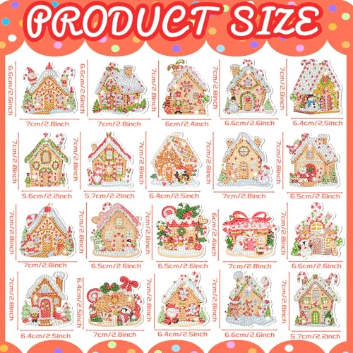 20 Pcs Diamond Art Christmas Ornaments Diamond Painting Keychain (20 Count)