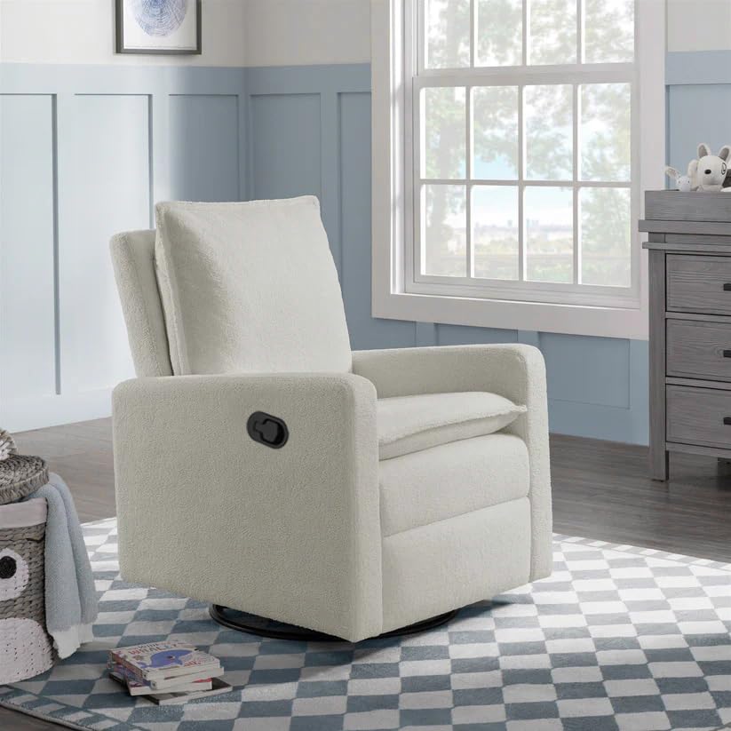 Uptown Upholstered Glider Recliner Rocking Chair 360° Swivel for Nursery and Living Room