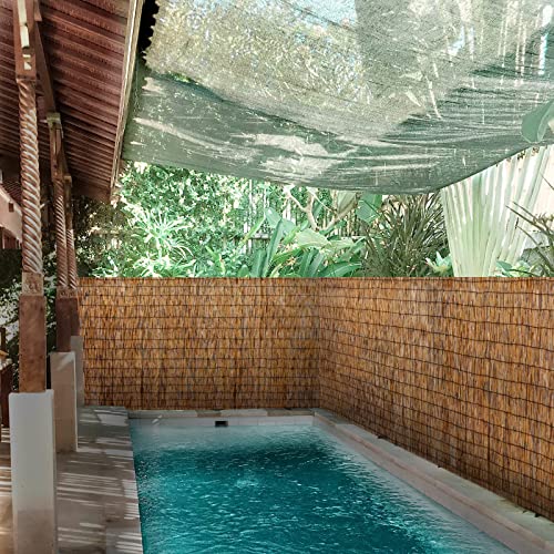 Reed Fencing Rolls Natural Bamboo Fence 5.5 Feet High Privacy Screen Curtains Fence for Balcony Patio Garden Backyard Shades Outdoor 5.5FT X 16.4FT（Brown） (90.2 Sq Ft)