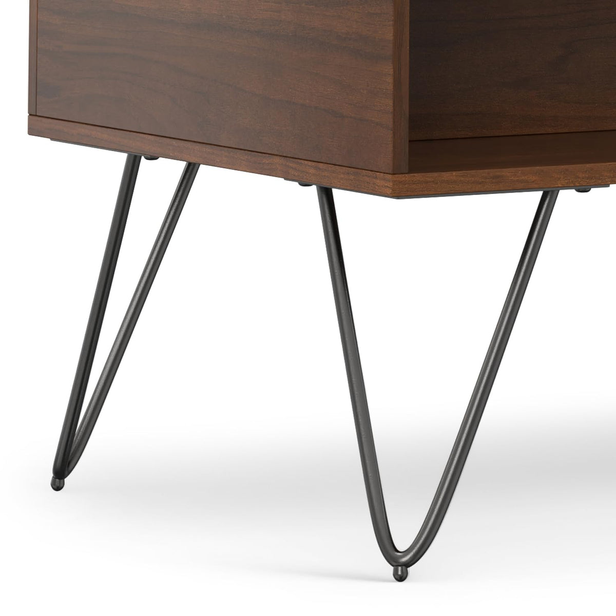 Hunter 48" Wide Walnut Veneer and Metal Coffee Table in Brown