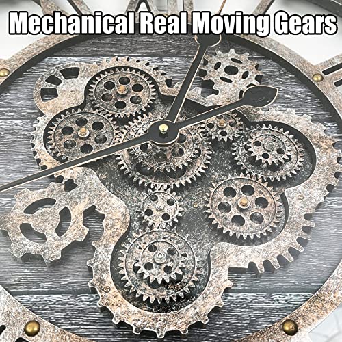 24" Large Wall Clock with Moving Gears