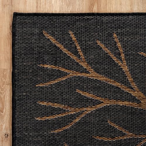 Washable Indoor Outdoor Rug 5x7 Modern Area Rugs Branch Pattern Non Shedding Waterproof Easy Clean Patio Deck Porch Living Room Bedroom Garden RV (35 Sq Ft)