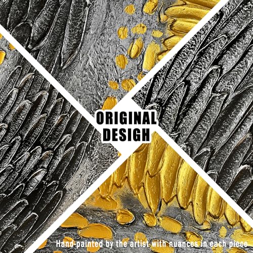 Black and Gold Abstract Painting Wall Decor for Living Room Modern 3D Hand Painted Wall Art for Office Extra Large Wall Art Bedroom Size 36 x 72 Inch