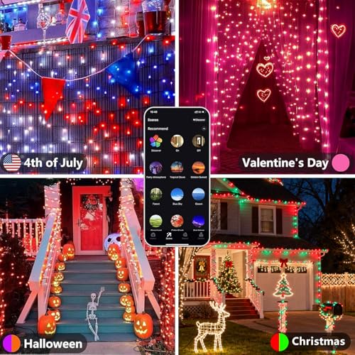 Smart Color Changing Halloween Light 198FT 600 LED Orange Purple App Remote