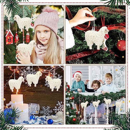 3 Pieces Felt Sheep Christmas Ornaments Sheep Decorative Hanging Ornaments Vintage Farm Wooly Lamb Tree Xmas Pendant Curly Decor for Holiday Figurines Gifts