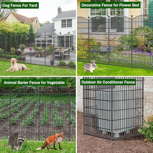 5 Panel No Dig Decorative Garden Fence with Gate 48" H x 11.4'L Dog Barrier (9.8 Sq Ft)