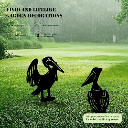 3 Pack Pelican Metal Garden Decorative Stakes (3 Count)