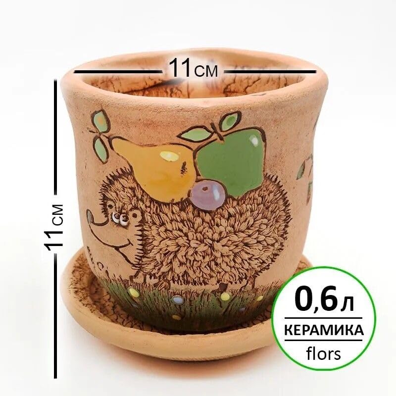 Ceramic Pot with Drainage Hole and Saucer