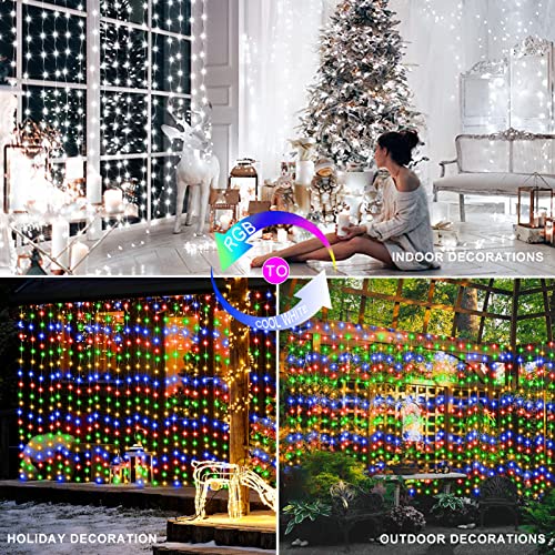 600 LED Curtain Lights 20Ftx10Ft Dual Color Changing Lights with Remote (600 Count)