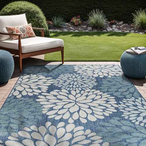 Outdoor Rug 5x7 Modern Exotic Tropical Leaf Area Rugs for Indoor and Outdoor Patio Deck Porch Garden Water Resistant Washable Outside Carpet