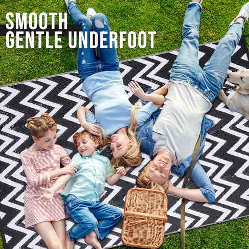 Outdoor Rug 8x10 ft Waterproof Reversible Chevron Mat