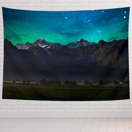 Mountain Tapestry For Bedroom Mount Cook And Lake Matheson New Zealand With Milky Way Tapestries Wall Hanging For Living Room Dorm Office 80×60 In - HavenBliss Decor