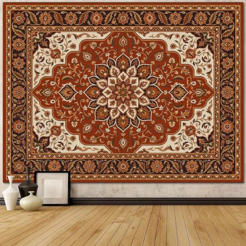 Boho Floral Tapestry Wall Hanging Hippie Indian Bohemian Mandala Tapestry Aesthetic Flower Medallion Red Small Tapestries for Mural Bedroom Living Room Dorm Decor 60 x 44 Inch