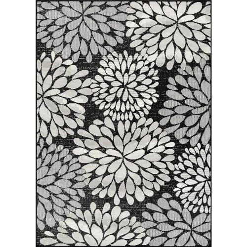 Outdoor Rug 8x10 Modern Exotic Tropical Leaf Area Rugs for Indoor and Outdoor Patio Deck Porch Garden Water Resistant Washable Outside Carpet