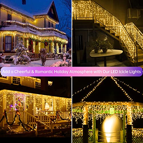Christmas Icicle Lights Outdoor Decorations 1008 LED 98.4 FT Icicle String Lights with 189 Drops